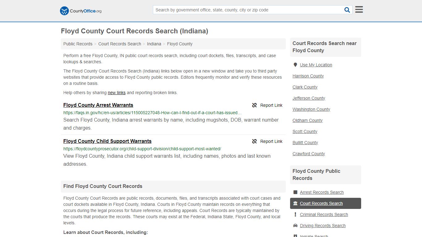 Floyd County Court Records Search (Indiana) - County Office